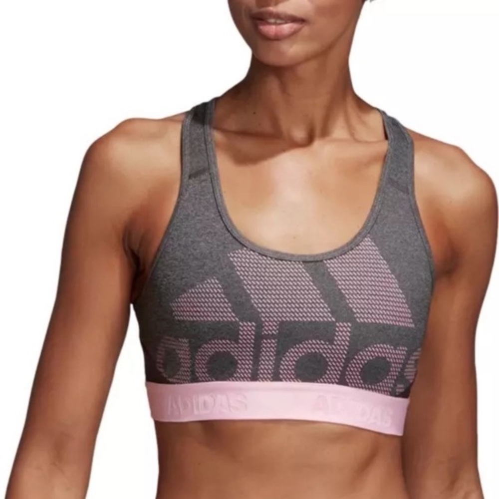NWT Pink and Grey Sports Bra Non-Padded Adidas Don’t Rest Alphaskin